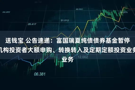 送钱宝 公告速递:富国瑞夏纯债债券基金暂停机构投资者大额申购、转换转入及定期定额投资业务
